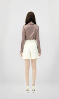 SIXDO Beige Stripe Linen Shorts